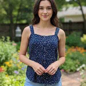 🛍️ BUNDLE ONLY •  Bass button up flower print tank top XS